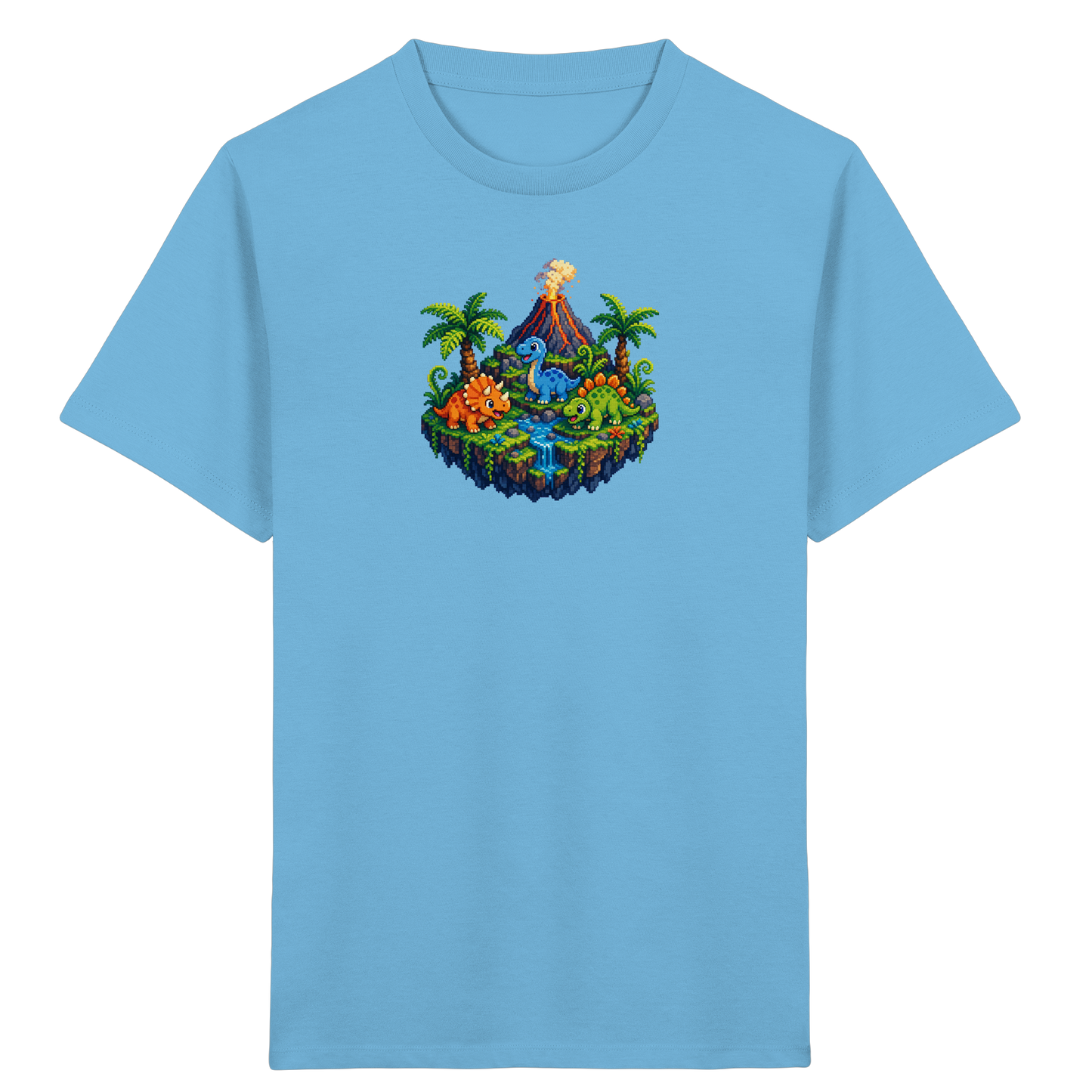 Cooles Dino Pixel Insel T-Shirt - Kinder Bio T-Shirt