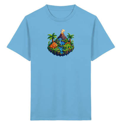 Cooles Dino Pixel Insel T-Shirt - Kinder Bio T-Shirt