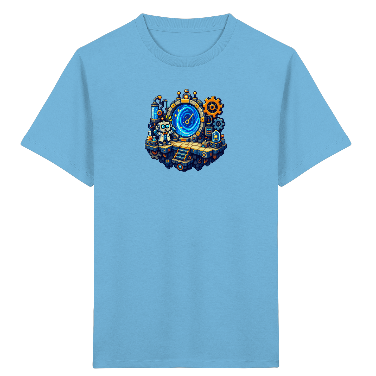 Cooles Roboter Wissenschaftler Pixel T-Shirt - Kinder Bio T-Shirt