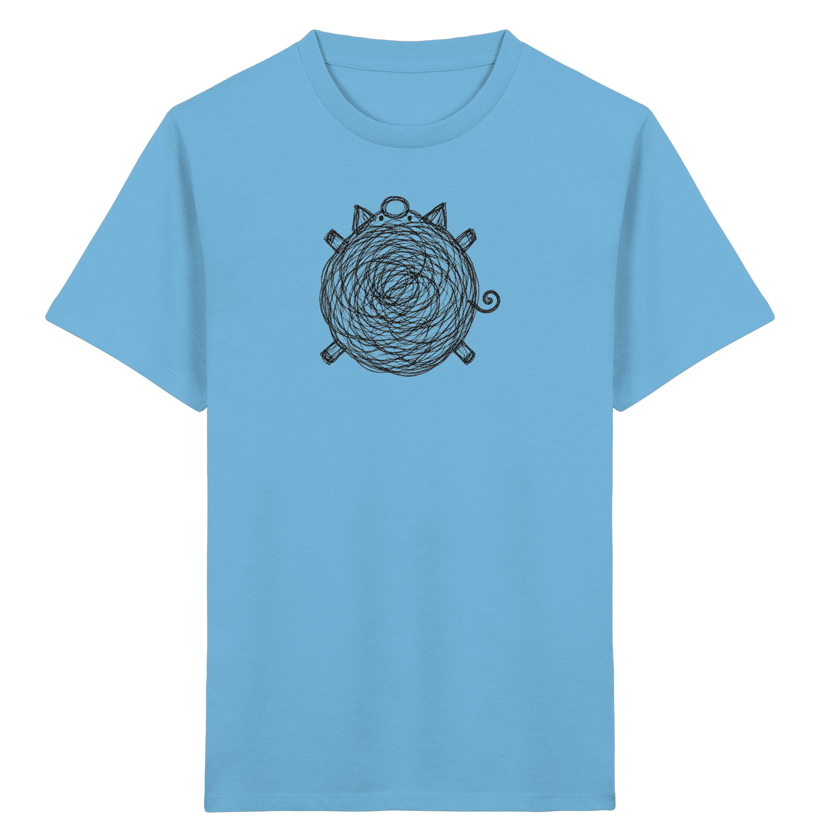Schwein von oben Kritzelmotiv - Kinder Bio T-Shirt