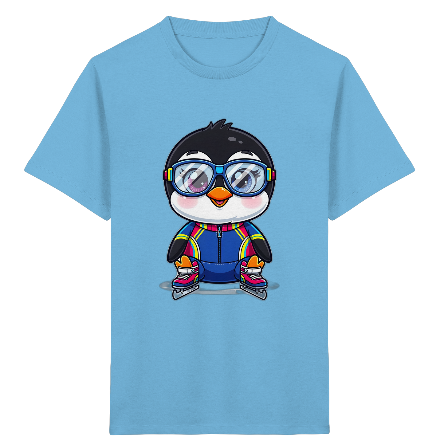 Fröhlicher Pinguin auf Schlittschuhen Kinder T-Shirt