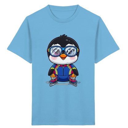 Pinguin auf Schlittschuhen – Kinder Bio-T-Shirt