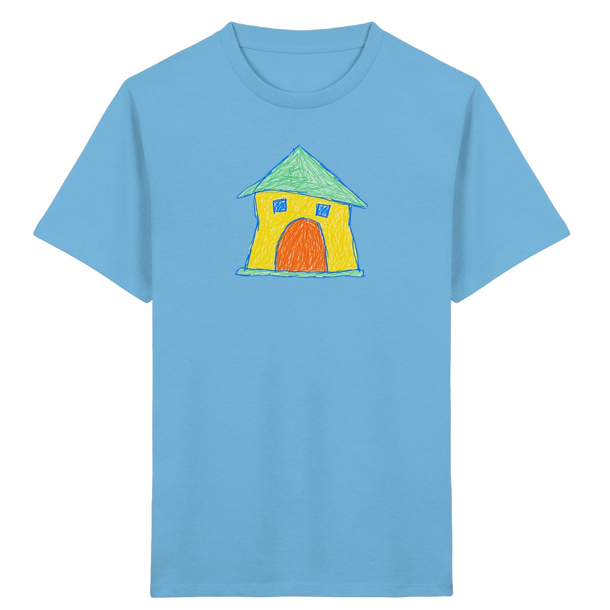 Gelbes Torhaus mit Mintdach - Kinder Bio T-Shirt