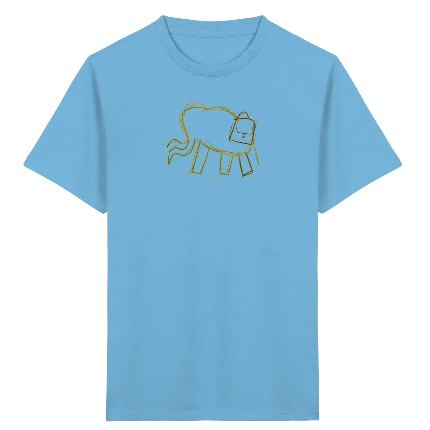 Grüner Wackelelefant mit Ranzen - Kinder Bio T-Shirt
