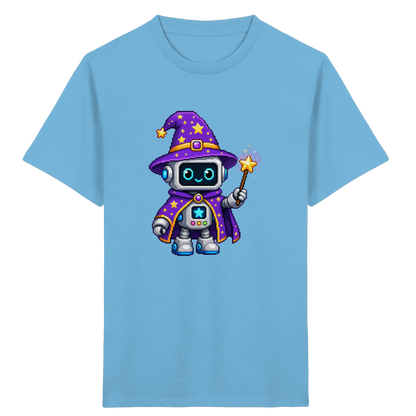 Pixel Roboter Zauberer T-Shirt: Magischer Spaß - Kinder Bio T-Shirt