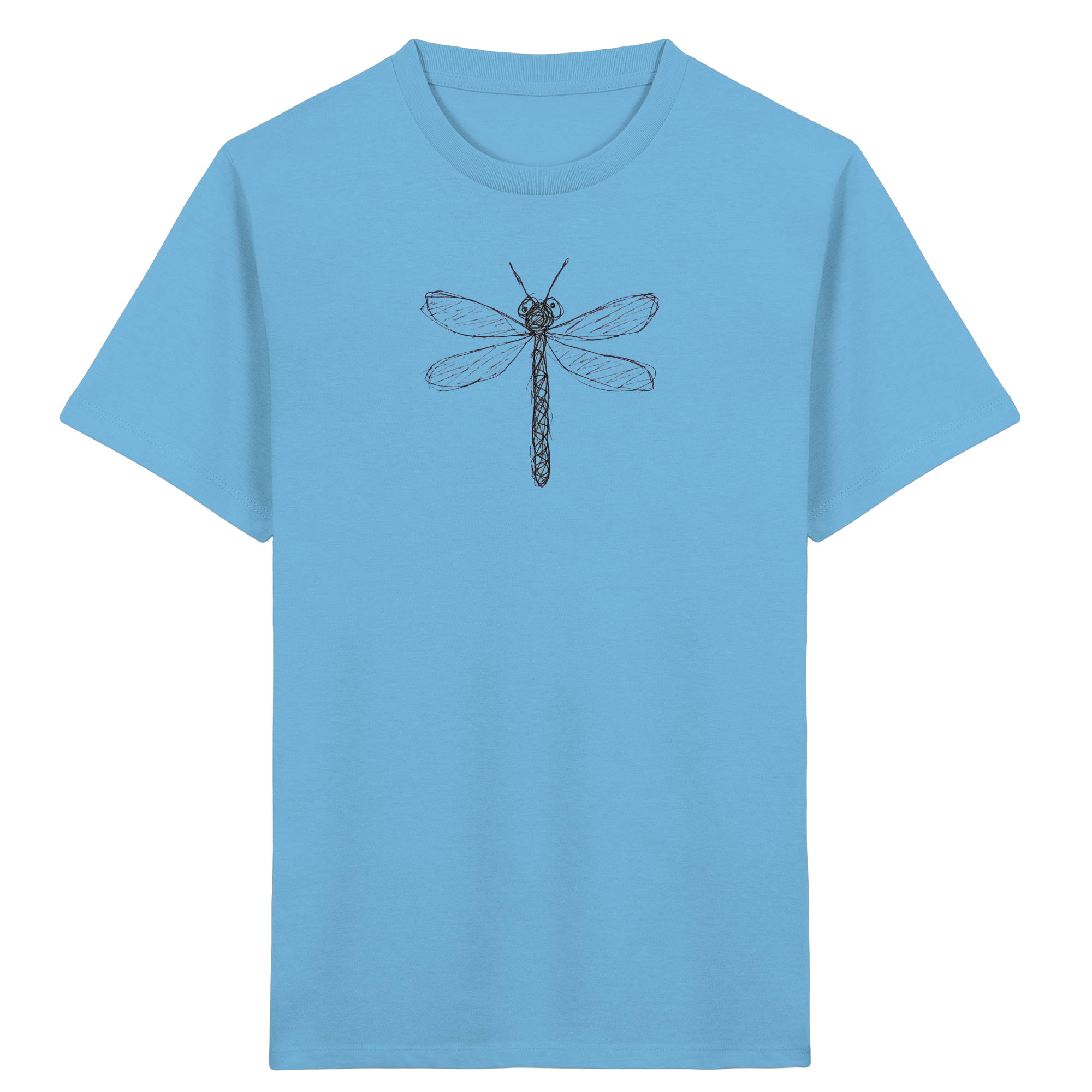 Kinder T-Shirt – Libelle von oben gezeichnet