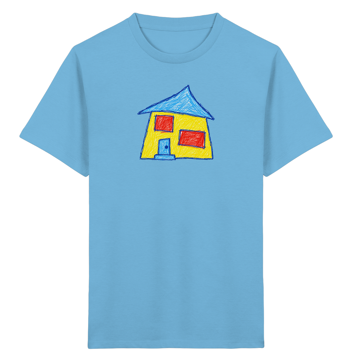 Gelbes Haus mit Doppelfenstern - Kinder Bio T-Shirt
