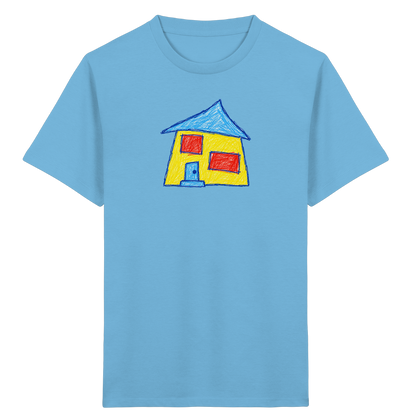 Gelbes Haus mit Doppelfenstern - Kinder Bio T-Shirt