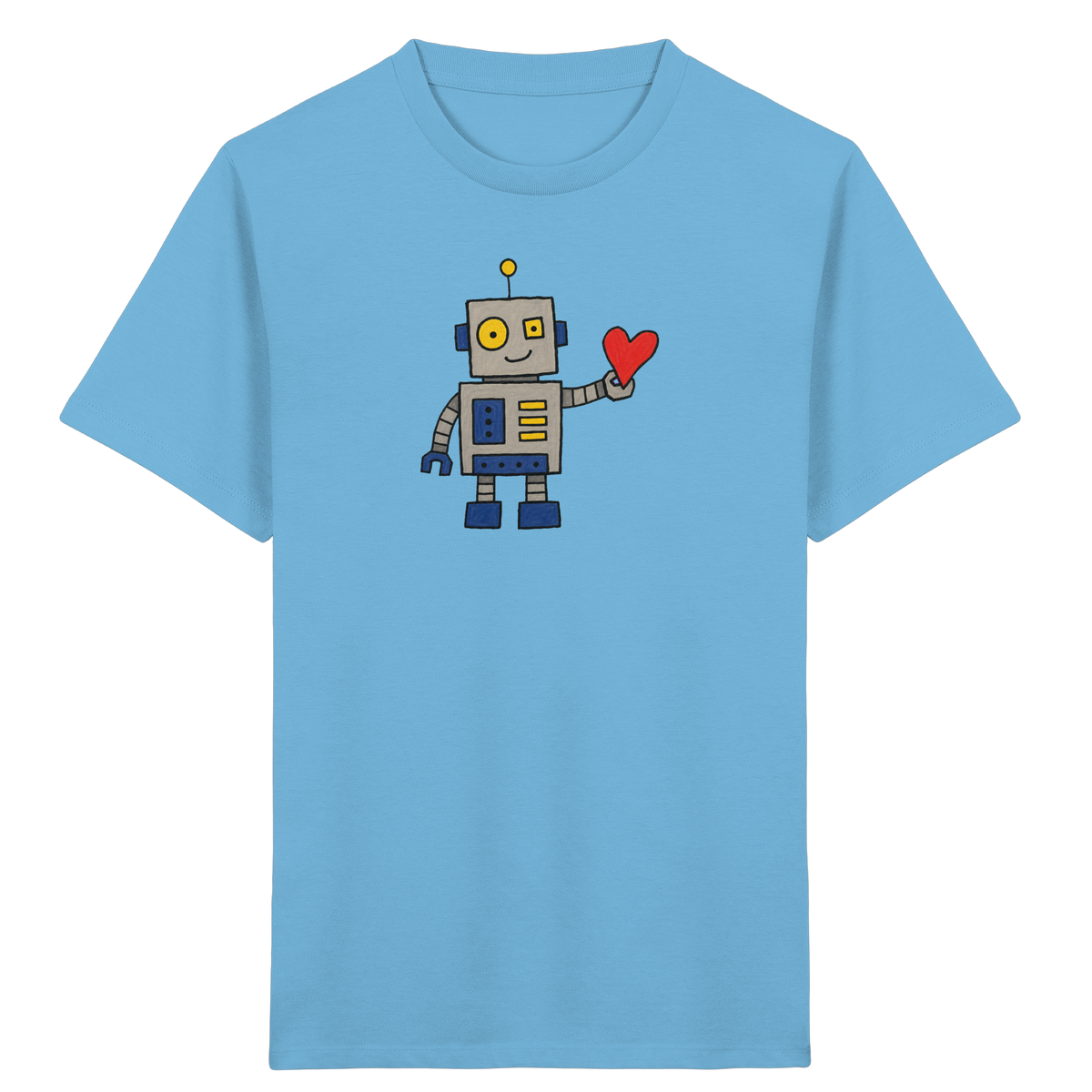 Verspieltes Roboter T-Shirt mit Herz - Kinder Bio T-Shirt