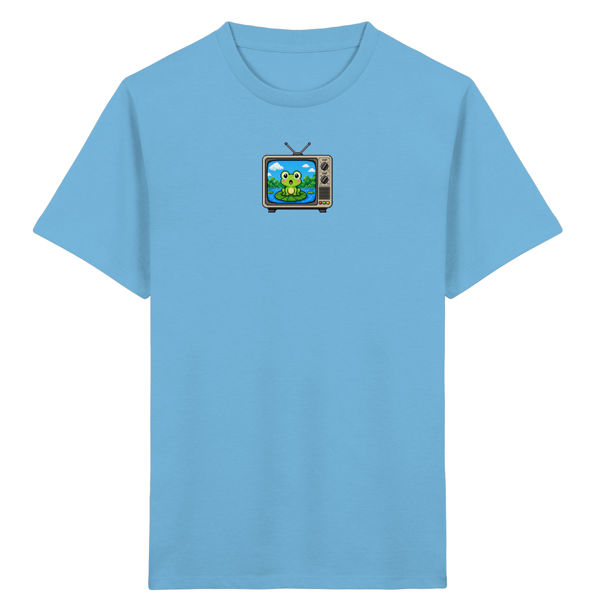 Pixel Frosch im Retro Fernseher - Kinder Bio T-Shirt