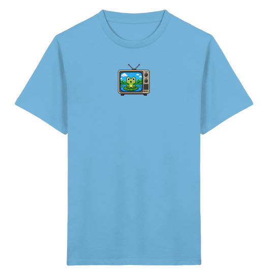 Pixel Frosch im Retro Fernseher - Kinder Bio T-Shirt
