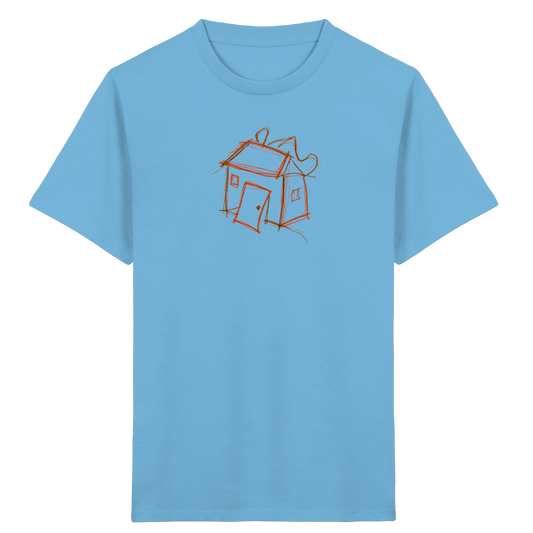 Kakaobraunes Ranzenhaus Motiv - Kinder Bio T-Shirt