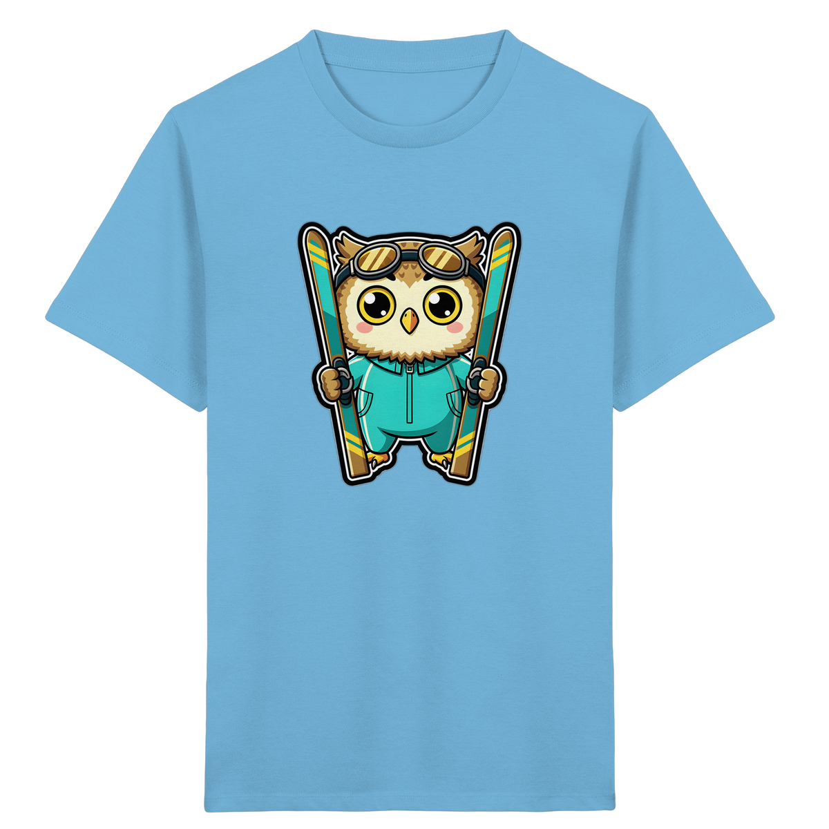 Niedliche Eule auf Skiern T-Shirt - Kinder Bio T-Shirt