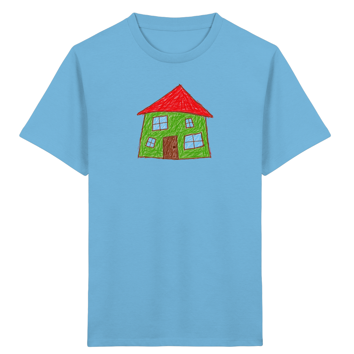 Grünes Haus mit vier Fenstern - Kinder Bio T-Shirt