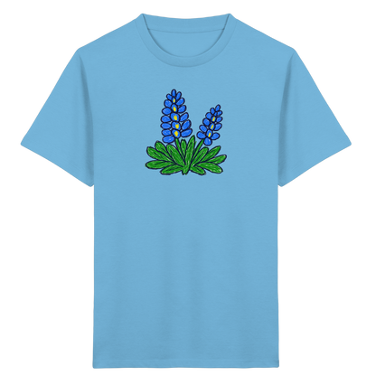Blaue Kritzel-Lupine für Kinder - Kinder Bio T-Shirt