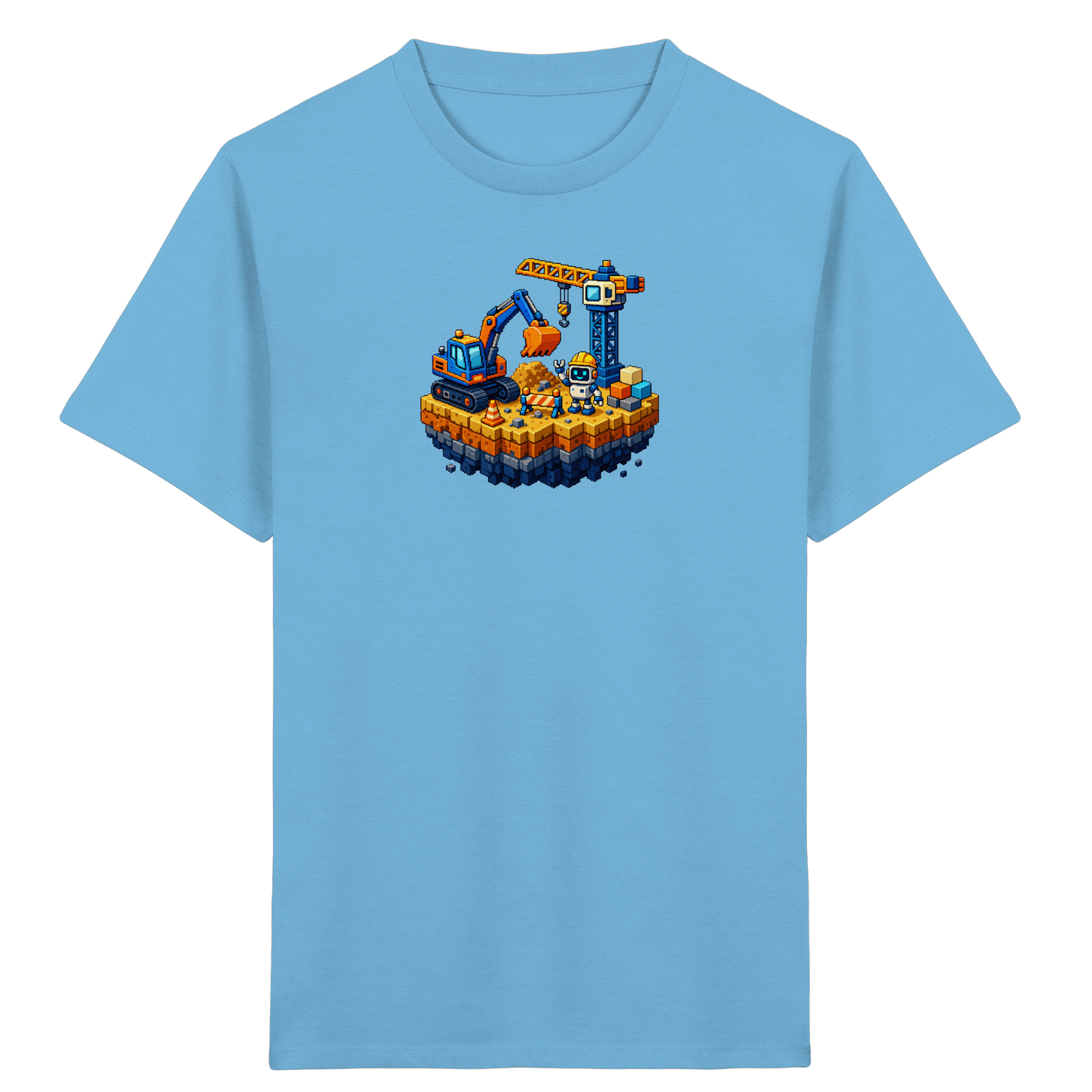 Niedliches Roboter Bagger Pixel T-Shirt - Kinder Bio T-Shirt