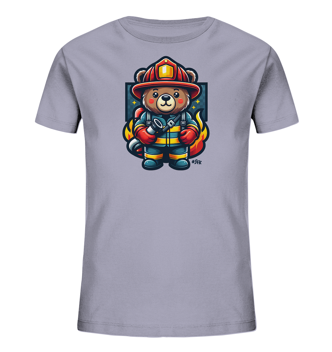 Kinder-T-Shirt mit Bär in Feuerwehrmontur