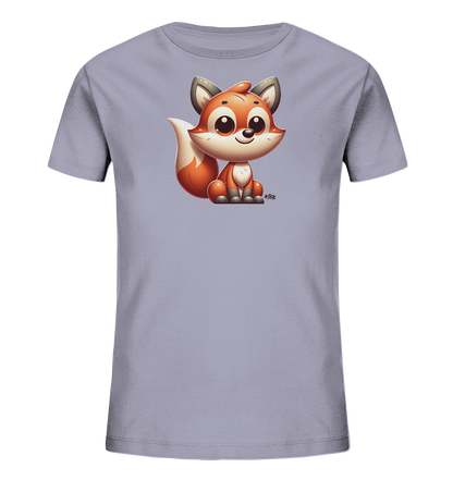 Kinder T-Shirt mit sitzendem Cartoon-Fuchs, Kulleraugen und buschigem Schwanz