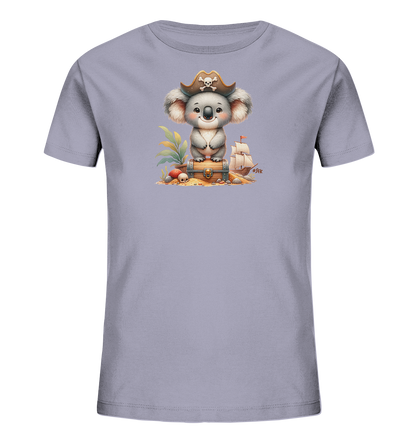 Kinder T-Shirt mit ein Koala mit Piratenhut auf einer Schatzkiste