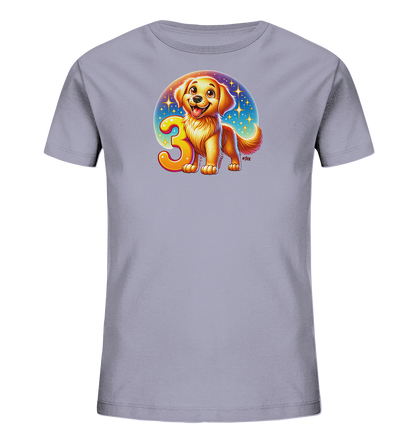 Kinder T-Shirt mit Hundewelpe und großer Zahl 3