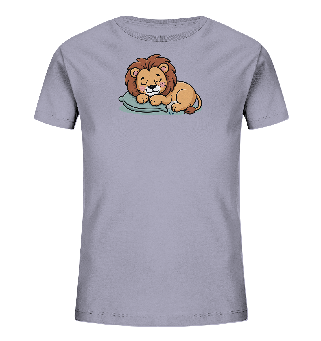 Kinder T-Shirt mit schlafendem Cartoon-Löwen auf kleinem Kissen