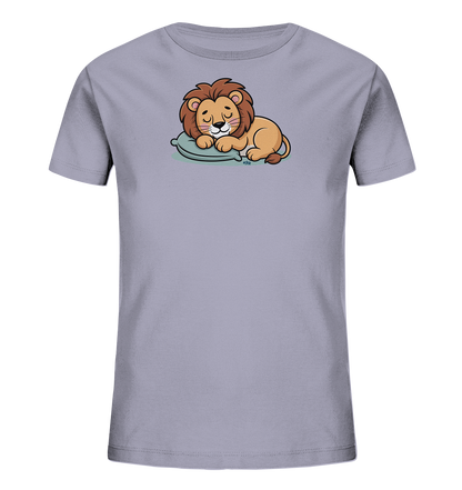 Kinder T-Shirt mit schlafendem Cartoon-Löwen auf kleinem Kissen