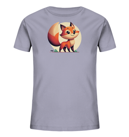 Kinder T-Shirt mit ein freundlicher orangefarbener Fuchs vor einem hellen Sonnenkreis