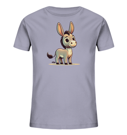 Kinder T-Shirt mit ein cartoonhafter Esel mit großen Ohren und freundlichem Lächeln