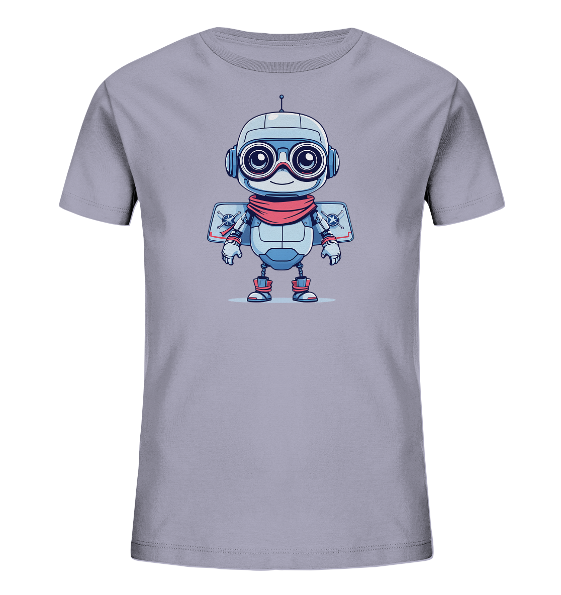 Kinder T-Shirt – Roboter mit rotem Schal und Flügeln