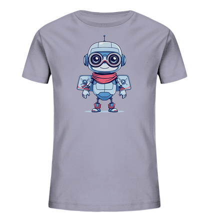 Kinder-T-Shirt | Comic-Roboter mit Schal und Flügeln - Kinder Bio T-Shirt