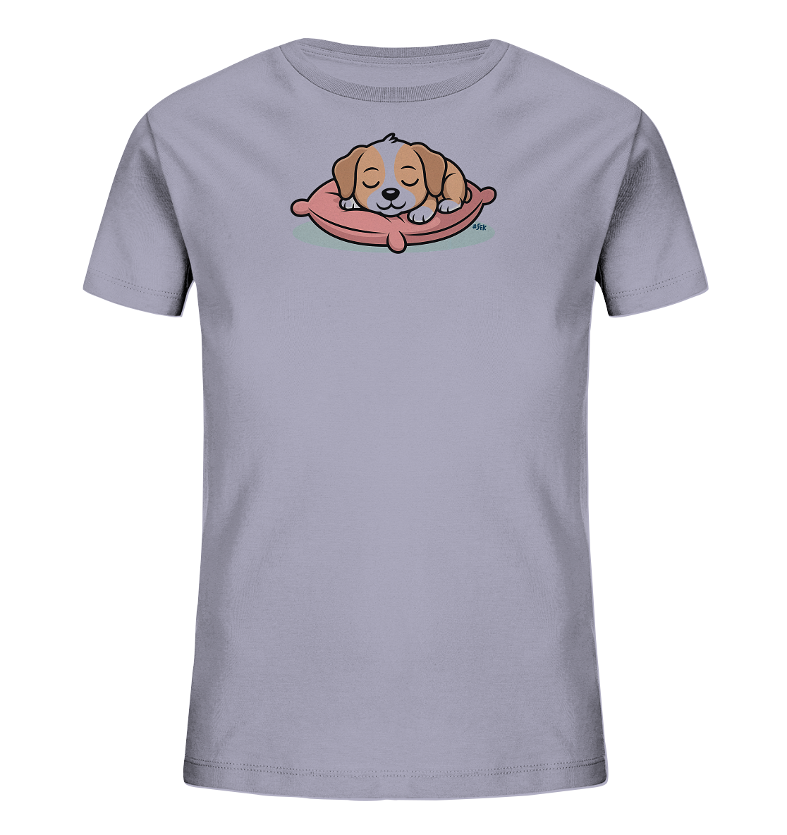 Kinder T-Shirt mit schlafendem Hund auf Kissen - Kinder Bio T-Shirt
