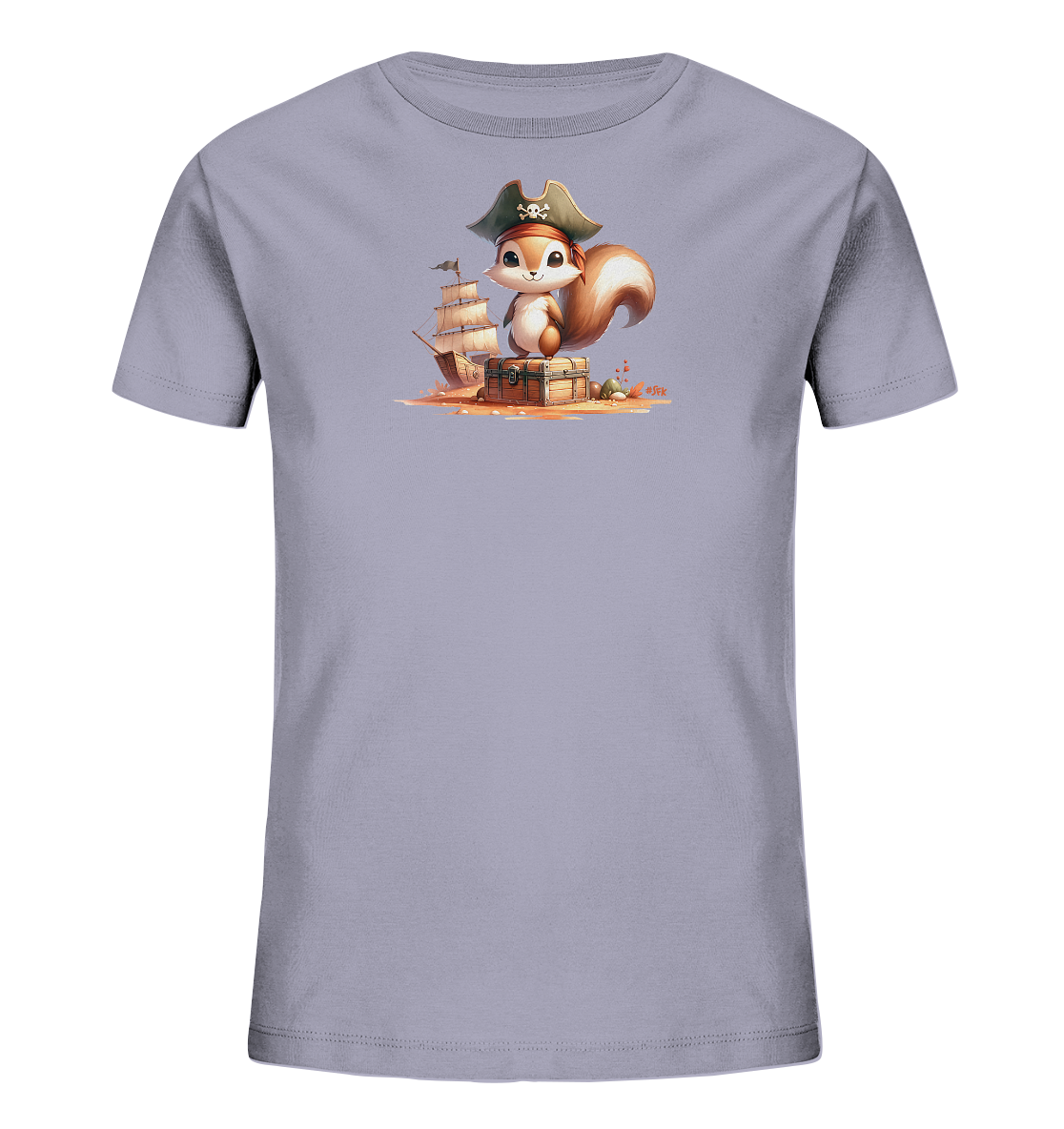 Kinder T-Shirt mit Eichhörnchen als Pirat und Schatztruhe