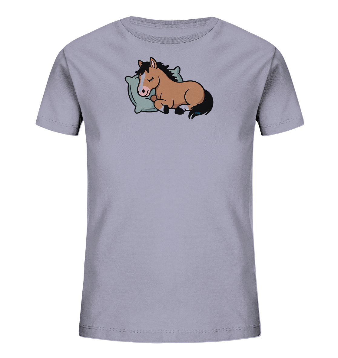 Schlafendes braunes Pferd auf hellem Kissen – Kinder-T-Shirt
