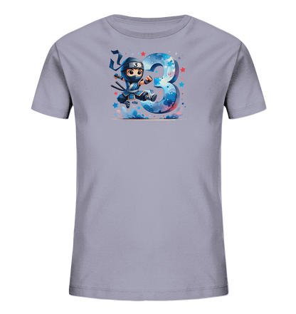 Blauer Ninja feiert die Drei Motiv auf Kinder T-Shirt