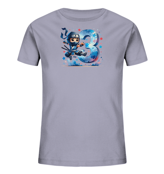 Blauer Ninja feiert die Drei Motiv auf Kinder T-Shirt
