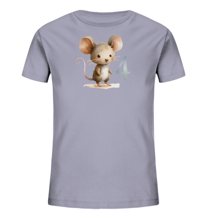 Kinder T-Shirt mit kleiner Maus und großer Zahl 4