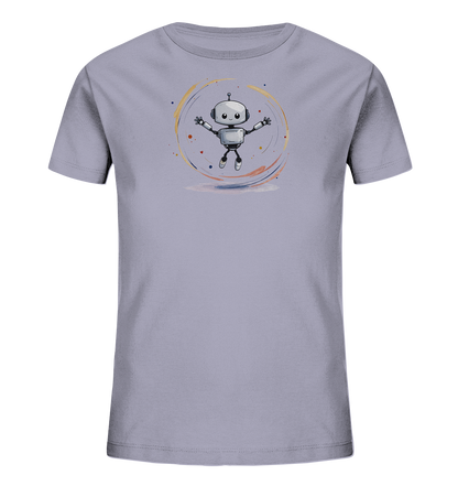 Kinder-T-Shirt | Roboter fliegt durch bunte Farben - Kinder Bio T-Shirt