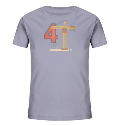 Kinder-T-Shirt mit Zahl 4 und Baukran