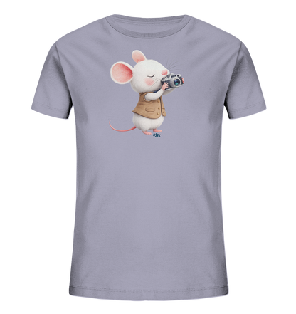 Kinder-T-Shirt mit niedlicher Maus und Kamera-Motiv auf der Vorderseite.