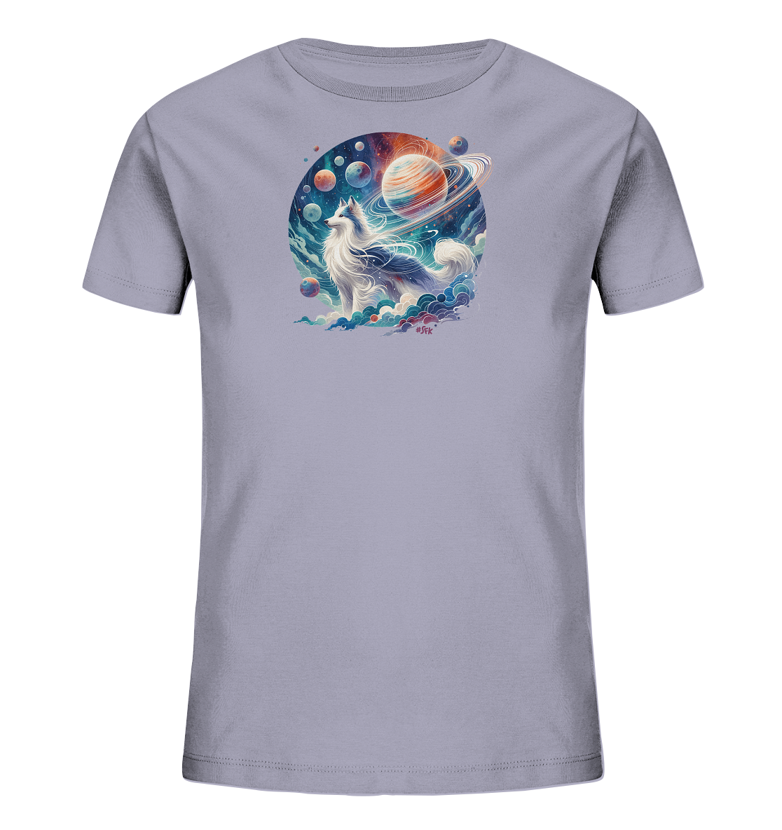 Kinder-T-Shirt mit Hund in einer Galaxie