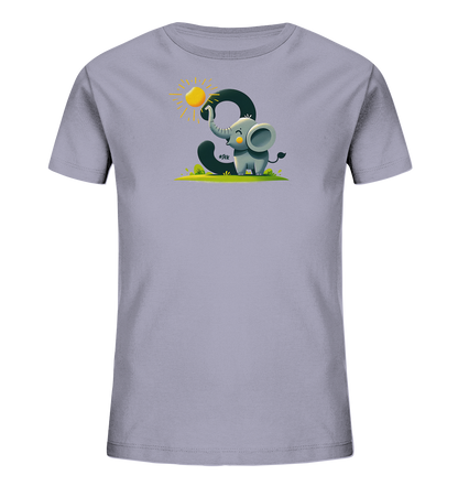 Kinder T-Shirt mit Cartoon-Elefant, Sonne und Zahl 9