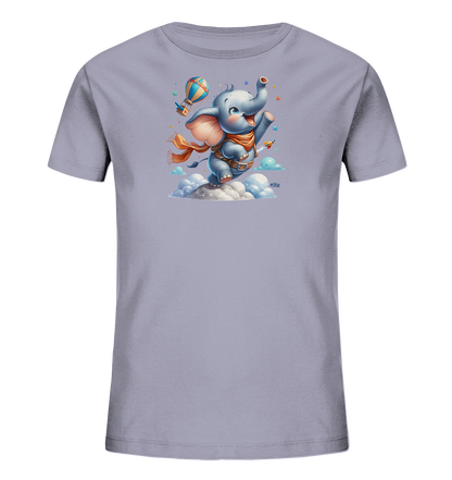Kinder T-Shirt mit fliegendem Elefant und Ballonrakete