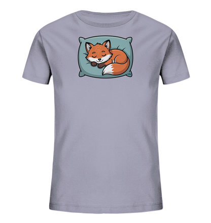 Kinder T-Shirt mit eingerolltem schlafendem Fuchs auf Kissen