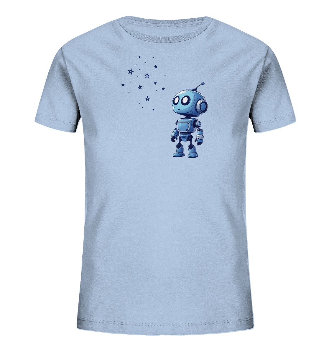 Kinder T-Shirt | Roboter bestaunt blaue Sterne - Kinder Bio T-Shirt