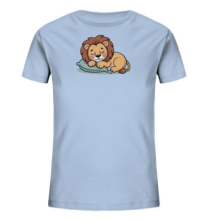 Kinder T-Shirt mit schlafendem Cartoon-Löwen auf kleinem Kissen