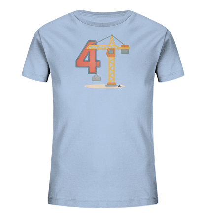 Kinder-T-Shirt mit Zahl 4 und Baukran