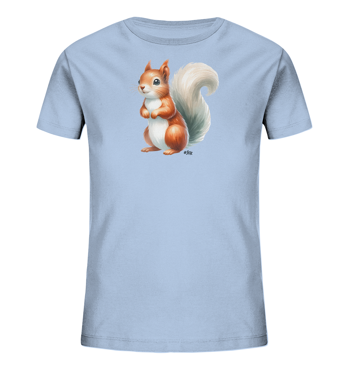 Aufrecht stehendes Eichhörnchen Motiv auf Kinder T-Shirt