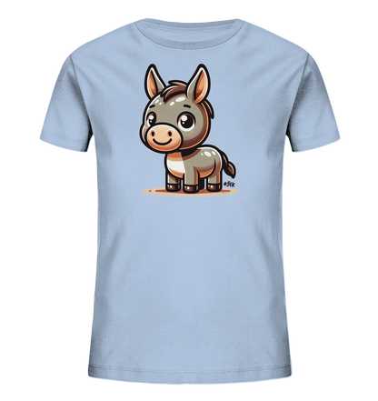 Kinder T-Shirt mit freundlichem Cartoon-Esel, großen Augen und langen Ohren