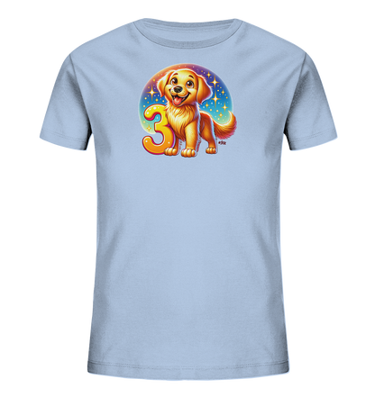 Kinder T-Shirt mit Hundewelpe und großer Zahl 3
