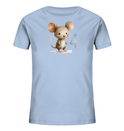 Kinder T-Shirt mit kleiner Maus und großer Zahl 4